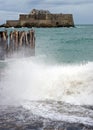 Fort National and Stormy Seas Royalty Free Stock Photo