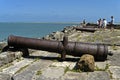 Fort Orange, cannons, ocean and tourists, Brazil Royalty Free Stock Photo