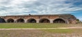 Fort Pickens inside the wall structure with cannon on top Royalty Free Stock Photo