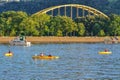 Fort Pitt Bridge and Kayaks - Pittsburgh, PA Royalty Free Stock Photo