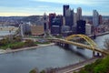 Fort Pitt Bridge, and the Pittsburgh skyline Royalty Free Stock Photo