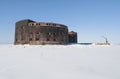 Fort Plague. The view from the ice of the Gulf of Finland, Kronstadt