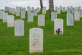Fort Rosecrans National Cemetery with gravestones in rows during cloudy day