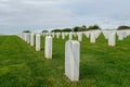 Fort Rosecrans National Cemetery with gravestones in rows during cloudy day