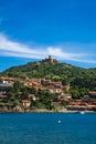 Fort saint Elme and houses by the sea in Collioure Royalty Free Stock Photo