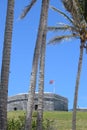 Fort St. Catherine through the trees in St. Georges, Bermuda Royalty Free Stock Photo