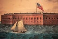Fort Sumter Painting in the Charleston Museum Royalty Free Stock Photo