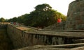 Visitors on the old large ornamental battlement and wall at vellore fort