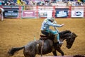 Saddle bronc and bareback bronc riding competition in the Stockyards Championship Rodeo Royalty Free Stock Photo