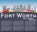 Fort Worth Skyline with Gray Buildings, Blue Sky and Copy Space. Royalty Free Stock Photo