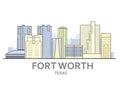 Fort Worth skyline, Texas - panorama of Fort Worth, downtown Royalty Free Stock Photo