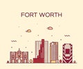 Fort Worth skyline, Texas, USA vector linear city Royalty Free Stock Photo