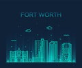 Fort Worth skyline, Texas, USA vector linear city Royalty Free Stock Photo