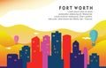 Fort Worth Texas City Building Cityscape Skyline Dynamic Background Illustration Royalty Free Stock Photo