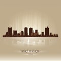 Fort Worth Texas city skyline silhouette Royalty Free Stock Photo