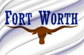 Fort Worth Texas waving flag illustration.