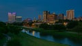 Fort Worth Skyline at Night with Trinity Trail Royalty Free Stock Photo