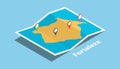 Fortaleza brazil explore maps location with folded map and pin location maker destination in isometric style