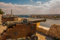 Fortaleza de San Carlos de La Cabana, Fort of Saint Charles entrance. Landscape with city views, guns are at the old fortress. Cub