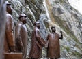 Detail of the small sculpture of businessmen