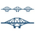 Forth Bridge set of blue silhouette isolated on white Royalty Free Stock Photo