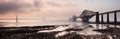 Forth Bridges Panorama Sunset Royalty Free Stock Photo