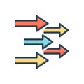 Color illustration icon for Forth, forward and onward