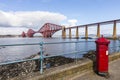Forth Railway Bridge & Post Box Royalty Free Stock Photo