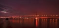 The Forth Road Bridge at Night Edinburgh Scotland