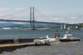 Forth Road Bridge over Firth of Forth, Queensferry Scotland, UK.