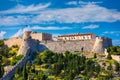 The Fortica fortress Spanish Fort or Spanjola Fortres on the Hvar island in Croatia. Ancient fortress on Hvar island over town Royalty Free Stock Photo