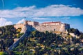 The Fortica fortress Spanish Fort or Spanjola Fortres on the Hvar island in Croatia. Ancient fortress on Hvar island over town Royalty Free Stock Photo