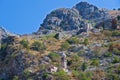 Fortification with church along Mt Lovcen at Kotor in Montenegro