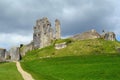 Fortification of Corfe Castle, Dorset, England Royalty Free Stock Photo