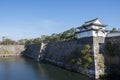 Fortification and ditch water around Osaka Castle for protection Royalty Free Stock Photo