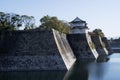 Fortification and ditch water around Osaka Castle for protection Royalty Free Stock Photo