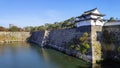 Fortification and ditch water around Osaka Castle for protection Royalty Free Stock Photo