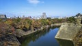 Fortification and ditch water around Osaka Castle for protection Royalty Free Stock Photo