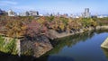 Fortification and ditch water around Osaka Castle for protection Royalty Free Stock Photo