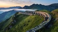 Fortification at mountain pass in early morning