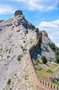 The fortification passing through mountain top