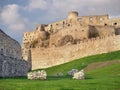 Fortification of Spissky Castle before sundown Royalty Free Stock Photo