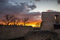 Fortification of The Trencin Castle at sunset, Slovakia Royalty Free Stock Photo