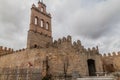 Fortification walls and Carmen Bell tower in Avila, Spai Royalty Free Stock Photo