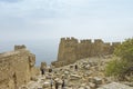 Fortification walls of Lindos Acropolis Royalty Free Stock Photo