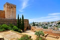 Fortifications of the Alhambra with city views, Granada, Spain Royalty Free Stock Photo