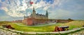 Fortifications with cannons and walls of fortress in Kronborg castle Castle of Hamlet. Helsingor, Denmark