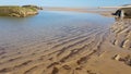 Low tide reveals WW2 bunckers at the Cap Ferret, France Royalty Free Stock Photo