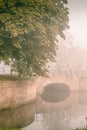 Fortified bridge reflection in water Royalty Free Stock Photo