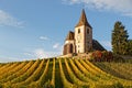 Fortified church of the Alsatian village of Hunawihr Royalty Free Stock Photo